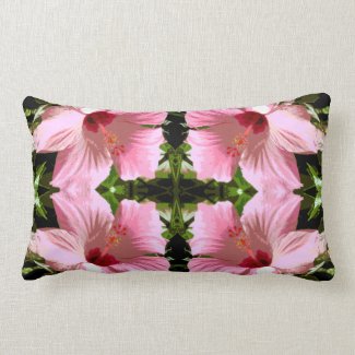 Pink Hibiscus Pattern Throw Pillows