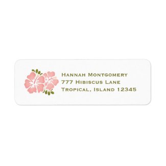 Pink Hibiscus Return Address Labels Custom