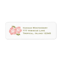 Pink Hibiscus Return Address Labels Custom