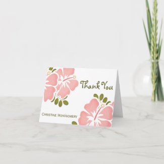 Pink Hibiscus Bridal Shower Thank You Notes Cards
