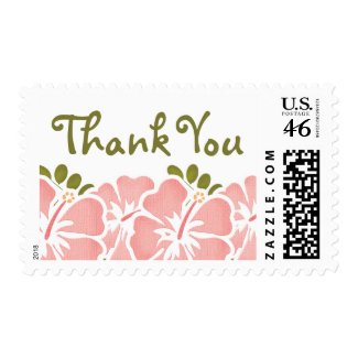 Pink Hibiscus Thank You Postage Stamps