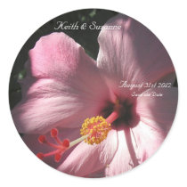 Pink Hibiscus Tropical Flowers Envelope Seals Stickers