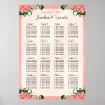 Pink Hibiscus Wedding Table Seating Charts - 16 Posters