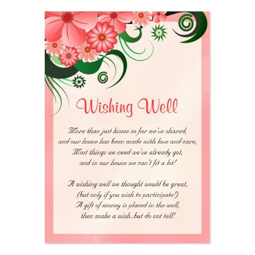 Pink Hibiscus Wedding Wishing Well Cards Business Cards (front side)