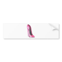 Pink High Heel Shoe Art Bumper Sticker