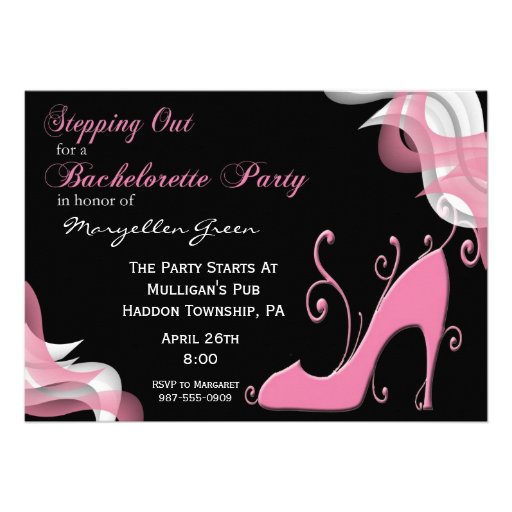 Pink High Heel Shoe Bachelorette Party Invitation 5 X 7 Invitation