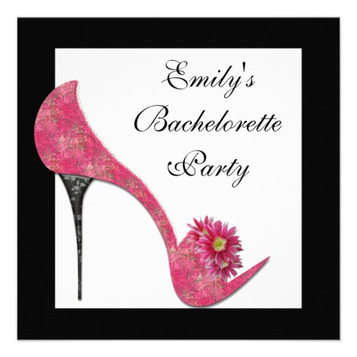 Pink High Heel Shoes Bachelorette Party Personalized Invite