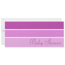 Pink Hip Stripes and Dots Baby Shower Invitations