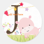 Pink Hippo stickers/add monogram
