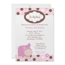 Pink Hippo Trendy Dot Baby Shower Invitation 5x7