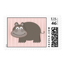 Pink Hippopotamus Postage Stamp