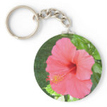 Pink Hisbiscus Flower Keychains