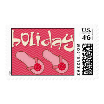 pink holiday postage stamps