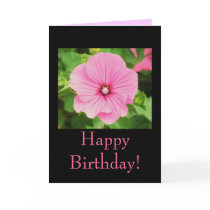 Pink Hollyhock Birthday Card