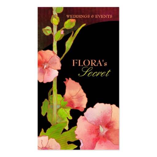 Pink Hollyhocks Elegant Florist Business Cards (front side)