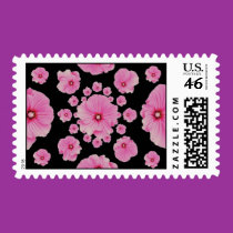 Pink Hollyhocks postage by ggbythebay Pink Hollyhocks postage