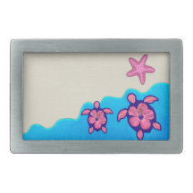 Pink Honu Turtles Rectangular Belt Buckles