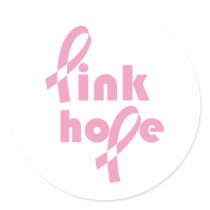 Pink Hope Ribbon stickers