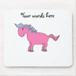 Pink horse with blue pink mane mousepad