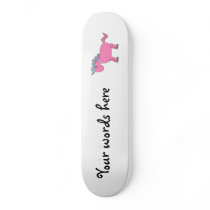 Pink horse with blue pink mane custom skate board
