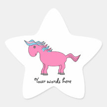 Pink horse with blue pink mane stickers