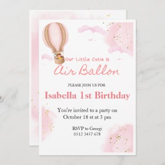 Pink Hot Air Balloons St Birthday Cloud Invitatio Invitation Zazzle