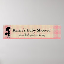 Pink Houndstooth Baby Shower : Banner Poster
