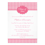 Pink houndstooth graduation party announcement