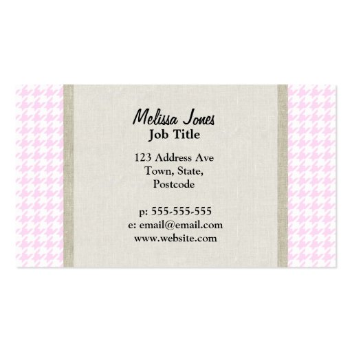 Pink Houndstooth pattern Business Card (front side)