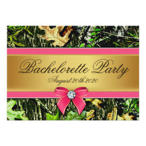 Pink Hunting Camo Bachelorette Party Invitations