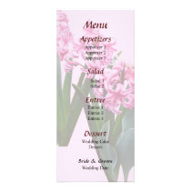 Pink Hyacinths All in a Row Wedding Menu rack cards