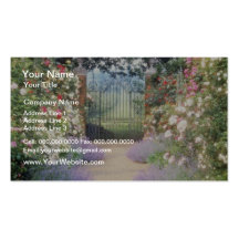 Pink Hybrid Rose-Lined Path To Gate, Underplanted Business Card Templates
