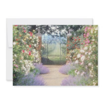 Pink Hybrid Rose-Lined Path To Gate, Underplanted Custom Invite