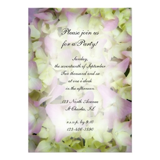 Pink Hydrangea All Ocassion Party Invitation