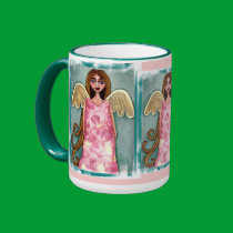 Pink Hydrangea Angel - floral mug of beauty by folkartblonde Pink Hydrangea Angel - floral mug of beauty