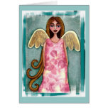 Pink Hydrangea Angel - folk art flower angel card