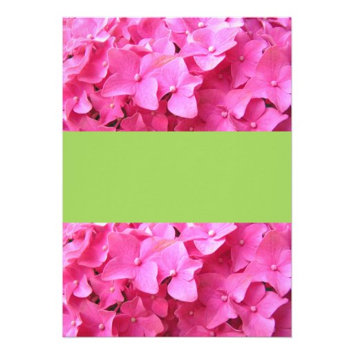 Pink Hydrangea Border Green 80th Birthday Party Invitation