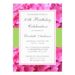 Pink Hydrangea Border Green 80th Birthday Party Invitation