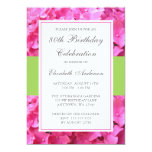Pink Hydrangea Border Green 80th Birthday Party Invitation