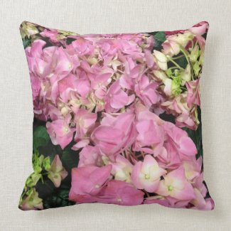Pink Hydrangea Flower Floral Pattern Throw Pillows