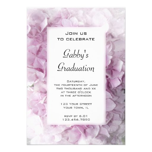 Pink Hydrangea Graduation Party Invitation