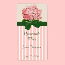 Pink Hydrangea Homemade Wine Label labels