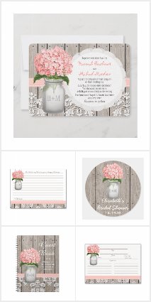 Pink Hydrangea Mason Jar Wedding Collection