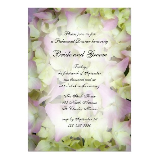 Pink Hydrangea Wedding Rehearsal Dinner Invitation