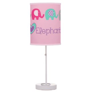 Pink I Love Elephants Table Lamp