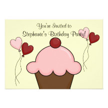 Pink Ice Cream Cone - Girls Party Personalized Announcement