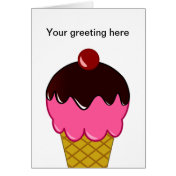 Pink Ice Cream Cone with Chocolate Syrup Card