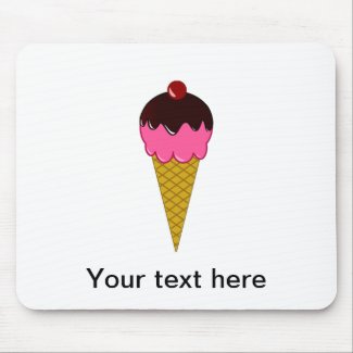 Pink Ice Cream Cone with Chocolate Syrup mousepad