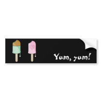 Pink Ice cream, Green Ice cream, Yum, yum! bumper stickers by stkobi Pink Ice cream, Green Ice cream, Yum, yum! bumper stickers