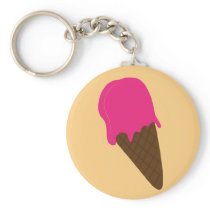 Pink ice cream pattern key chain